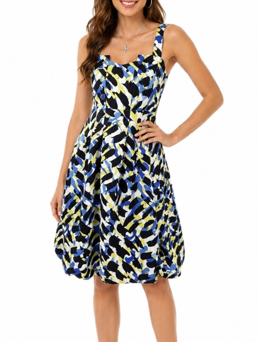 Boston Design Studio~ Women's Sz 10~Multi-Color Empire Waist Cotton Summer Dress